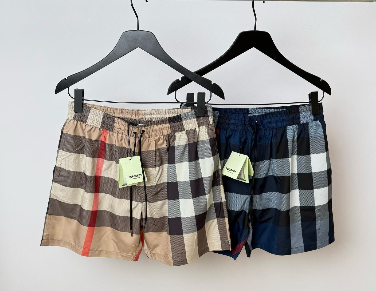 Burberry Geruite Zwemshort Met Trekkoord Beige
